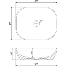 Mexen Rosa munkalapi mosdó 50 x 40 cm, Sötétszürke matt - 21095071 szaniter