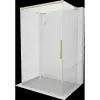 Mexen Rox-3S L 3-falú tolóajtós zuhanykabin 140 x 90 cm, átlátszó, arany kefe hatású - 8C2L-140-090-55-00-3S