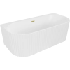 Mexen Sella szabadon álló bordázott falszéli kád 150 x 75 cm, fehér matt, arany kefélt túlfolyóval - 52711507501-55