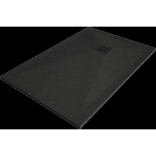 Mexen Stone+ kompozit négyzetkád 120 x 80 cm, fekete, fekete takaró - 44708012-B kád, zuhanykabin