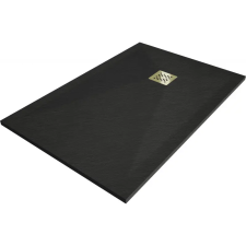 Mexen Stone+ kompozit zuhanytál 100 x 90 cm, fekete, arany takaróval - 44709010-G kád, zuhanykabin