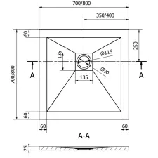 Mexen Stone+ négyzet kompozit zuhanytálca 80 x 80 cm, Fekete - 44708080 fürdőkellék