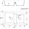 Mexen Tomas 2-medencés gránit mosogató 800 x 500 mm, Szürke, szifon Arany - 6516802000-71-G