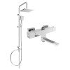 Mexen Tord kád-zuhany készlet fejzuhannyal és termosztatikus kád-zuhany csapteleppel Cube, Króm - 77910200-00