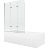 Mexen Vega téglalap alakú kád 180 x 80 cm burkolattal és 3-szárnyú paravánnal 120 cm, átlátszó, króm