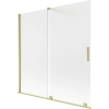 Mexen Velar 2-szárnyú eltolható kádparaván 160 x 150 cm, derengő, arany szálcsiszolt - 896-160-000-31-55