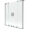 Mexen Velar L Duo kétszárnyas, tolható kádparaván 150 x 150 cm, átlátszó, gun gray kefe - 896-150-003-02-66