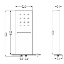 Mexen Waterfall fejzuhany 50 x 22 cm, Fekete- 79195-70 csaptelep