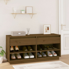  Mézbarna tömör fenyőfa cipőszekrény 110 x 34 x 52 cm bútor