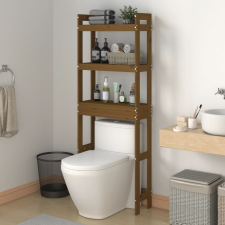 Mézbarna tömör fenyőfa fürdőszoba állvány 63x26x171 cm fürdőszoba kiegészítő