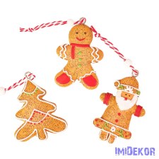  Mézeskalács dísz szett, polirezin, 6 x 5cm, kreatív felhasználásra vagy karácsonyfára dekorációs kellék