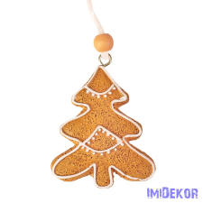  Mézeskalács fenyőfa dísz, polirezin, 5 x 6cm, kreatív felhasználásra vagy karácsonyfára dekorációs kellék