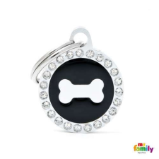  MF BLACK GLAM BONE gravírozható biléta 2,85x2,15 cm nyakörv, póráz, hám kutyáknak