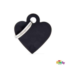  MF SMALL HEART ALUMINUM BLACK 2,8x2,5cm gravírozható biléta nyakörv, póráz, hám kutyáknak