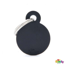 MF SMALL ROUND ALUMINUM BLACK 2,85x2,15 cm gravírozható biléta nyakörv, póráz, hám kutyáknak