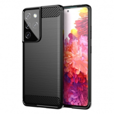 MG Carbon Case Flexible szilikon tok Samsung Galaxy S21 Ultra 5G, fekete tok és táska