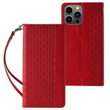 MG Magnet Strap bőr könyvtok iPhone 12 Pro Max, piros tok és táska