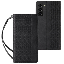 MG Magnet Strap bőr könyvtok Samsung Galaxy S22 Ultra, fekete tok és táska