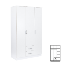  Miami gardróbszekrény 120x205 cm fehér-fehér bútor