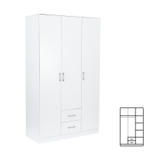  Miami gardróbszekrény 120x205 cm fehér-fehér bútor