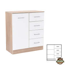 Miami komód 1ajtós 4 fiókos 80x92 cm fehér-sonoma tölgy bútor