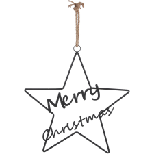 MICA Függő csillag Merry Christmas 41 cm x 42 cm fekete karácsonyi dekoráció