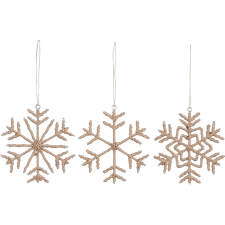 MICA House of Seasons karácsonyfadísz hópehely 12 cm barna három kivitelben karácsonyfadísz