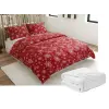  Mikroplüss ágyneműhuzat SNOWFALL piros + mikroplüss lepedő SOFT 90x200 cm fehér, egyszemélyes ágyhoz