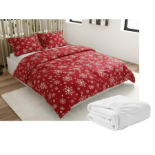  Mikroplüss ágyneműhuzat SNOWFALL piros + mikroplüss lepedő SOFT 90x200 cm fehér, egyszemélyes ágyhoz lakástextília