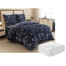  Mikroplüss ágyneműhuzat STARLIGHT sötétkék + mikroplüss lepedő SOFT 90x200 cm fehér, egyszemélyes ágy lakástextília