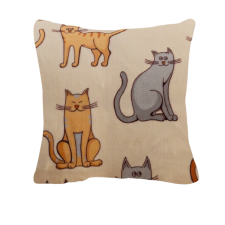  Mikroplüss párnahuzat COLORED CATS 45x45 cm, krémszínű lakástextília