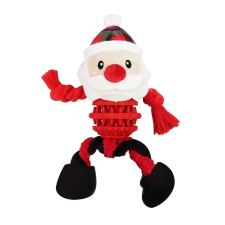  Mikulás plüss kutyajáték fogtisztító labdával- 28cm játék kutyáknak