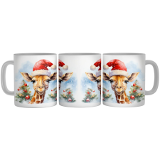  Mikulás sapkás cuki zsiráf - Bögre bögrék, csészék