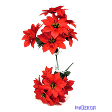  Mikulásvirág 7 ágú selyemvirág csokor 40cm - Piros karácsonyi dekoráció