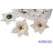  Mikulásvirág bársonyos fej D11,5cm - Fehér dekorációs kellék