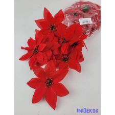  Mikulásvirág selyem fej 14,5cm - Piros dekorációs kellék