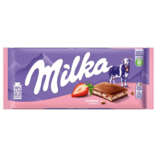 Milka alpesi tej felhasználásával készült tejcsokoládé eperízű krémmel töltve 100 g csokoládé és édesség