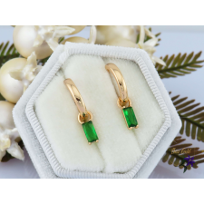  Milli antiallergén kis csüngős zöld köves karika fülbevaló-18K fülbevaló