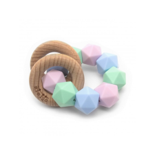 Mimijo Szilikon rágóka és dupla csörgő 2 bükkfa gyűrűs Mimijo - Penelope rágóka