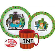 Minecraft étkészlet, micro műanyag szett bögrével 350 ml babaétkészlet