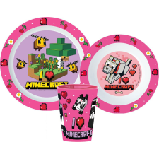 Minecraft Girls étkészlet, micro műanyag szett, pohárral 260 ml babaétkészlet
