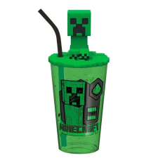 Minecraft Green műanyag 3D szívószálas pohár 443 ml üdítős pohár