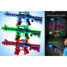 Minecraft inspirálta játék puska műanyag Villog-Világít és Hang Effektes PIROS katonásdi