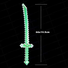 Minecraft inspirálta pixeles kard műanyag Villog-Világít és Hang Effektes Farsang ZÖLD katonásdi