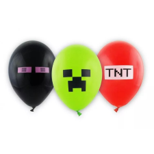 Minecraft TNT Party léggömb, lufi 6 db-os 12 inch (30 cm) party kellék