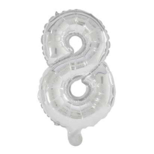 Mini 8-as Silver szám Fólia lufi 33 cm party kellék