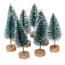  Mini fenyő havas zöld M6,5cm 8db-os dekorációs kellék
