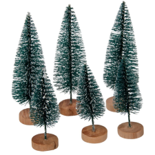 Mini fenyő zöld havas M6,5-9,5cm 6db-os csomag dekorációs kellék
