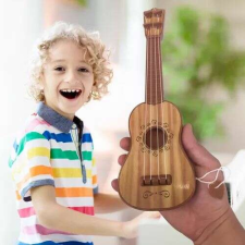 Mini gitár gyermekeknek pengetővel - fa hatású kialakítással játékhangszer