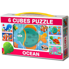 Mini mesekocka tengeri állatokkal 6 darabos puzzle, kirakós